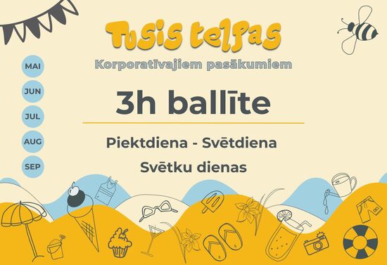 Tusis telpu īre 3h vasaras sezonā (piektdiena - svētdiena) un svētku dienas 40 pers.